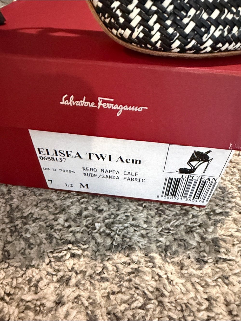 Salvatore Ferragamo Black and White Woven Ankle-Strap Stilettos - Picture 5 of 5
